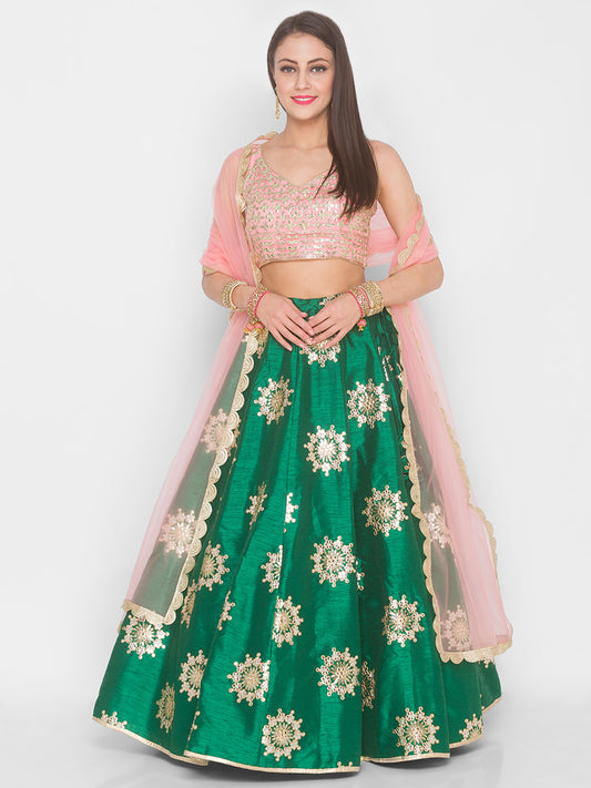 Green Gotapatti Chakra Lehenga