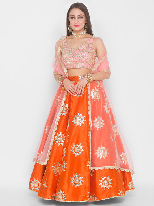 Orange Gotapatti Chakra Lehenga