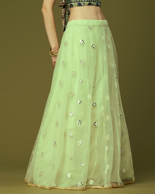 Mint Green Floral Booti Lehenga