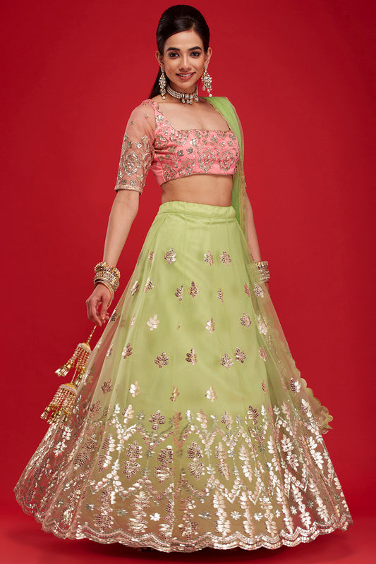 Jade & Pink Gardenia Lehenga