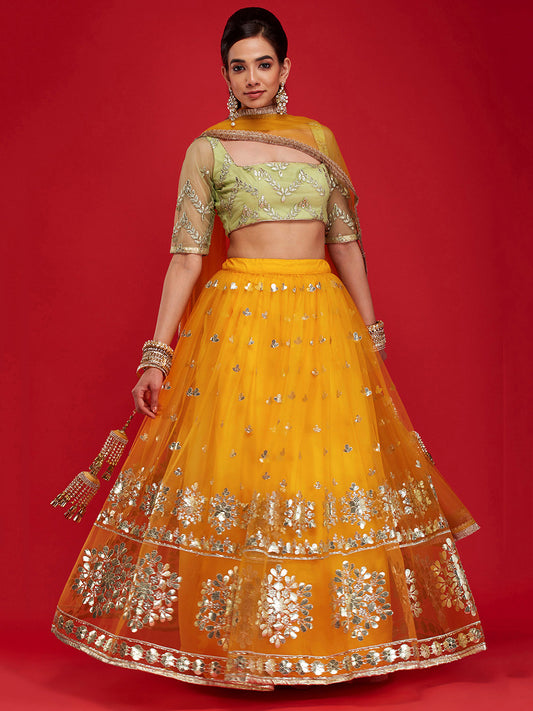 Mustard Snowflake Lehenga
