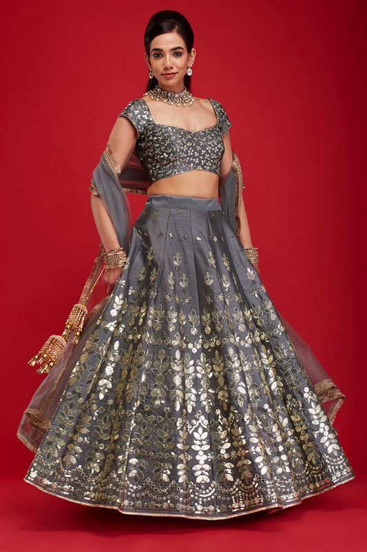 Steel Grey Mirage Lehenga