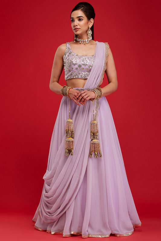 Lavender Draped Lehenga Saree