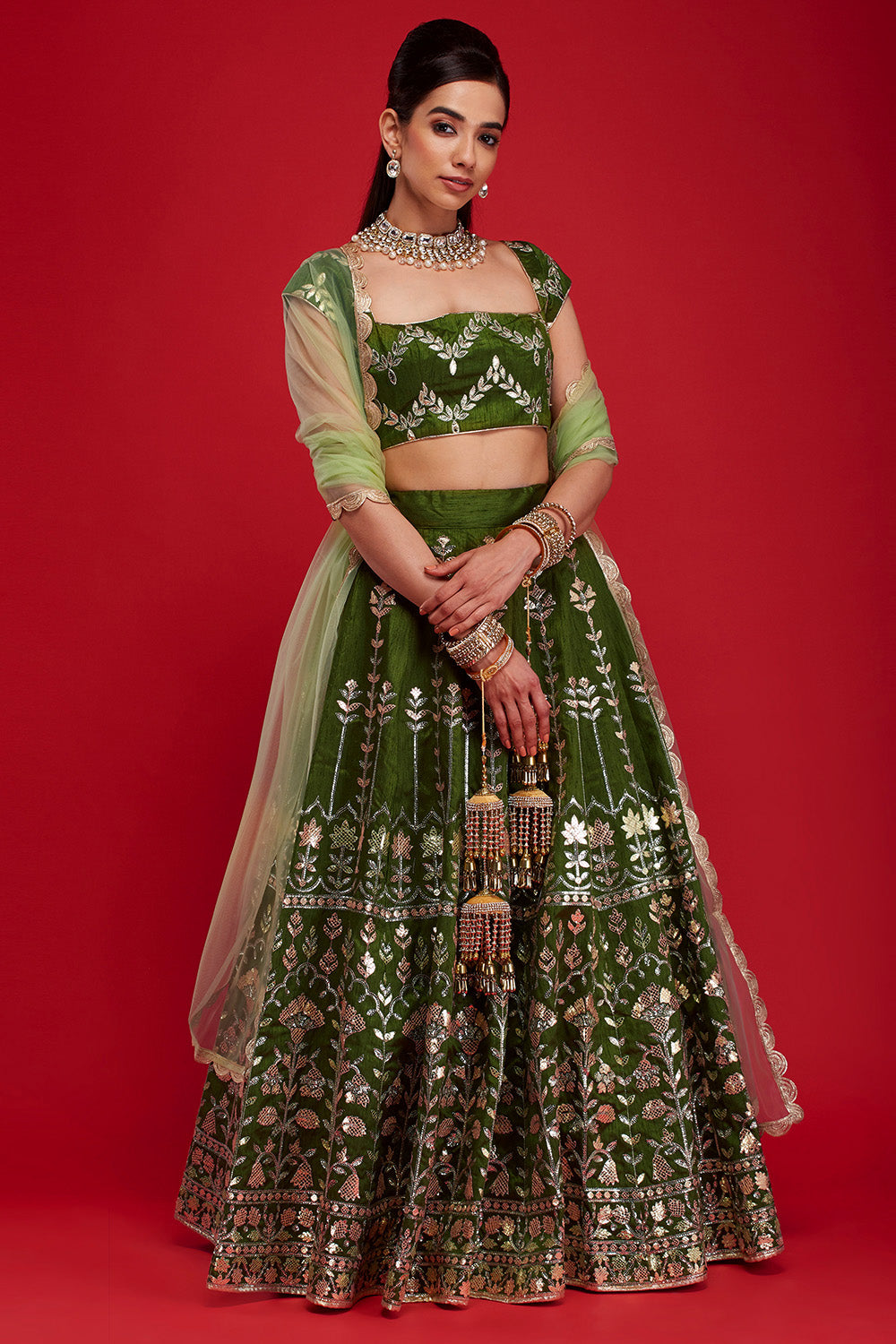 Olive & Jade Gulmohar Lehenga