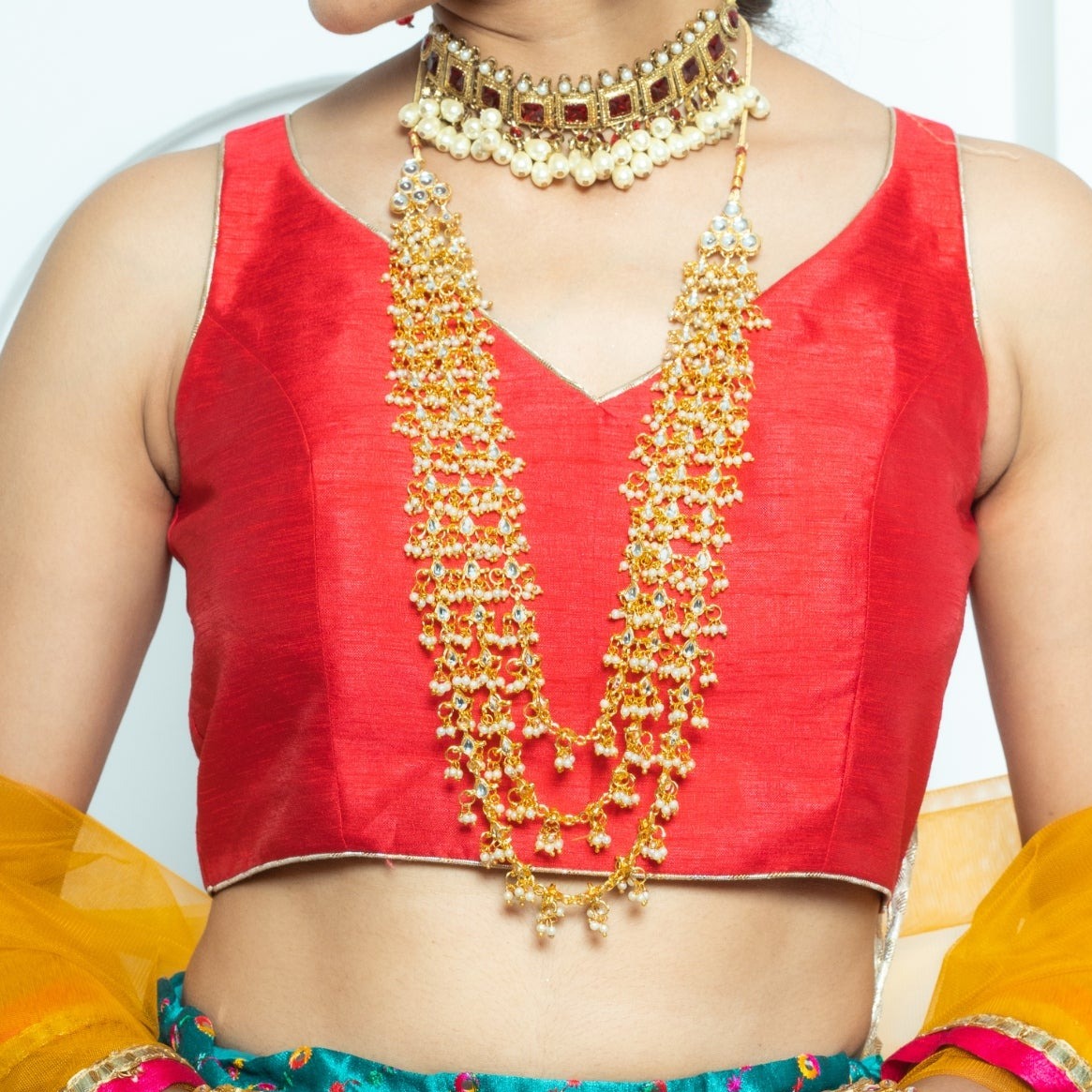 Vibrant Hues White Mirrorwork Lehenga